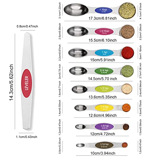 Magnetic Stainless Steel Measuring Spoons Set with Leveler F84043