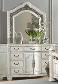 Antique White Wood 9 Drawer Dresser Y587