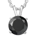 2ct Black Diamond Solitaire Pendant 14K White Gold Necklace O980