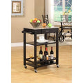 Black Marble Wood Kitchen Serving Cart with Storage Drawer & Shelves X190248