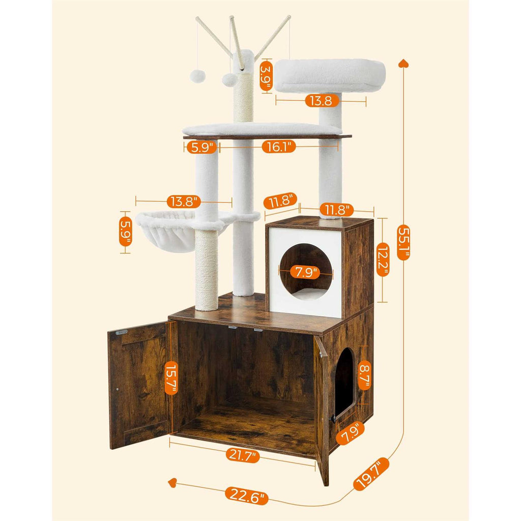 Cat Tree with Litter Box Enclosure 2-in-1 Y986