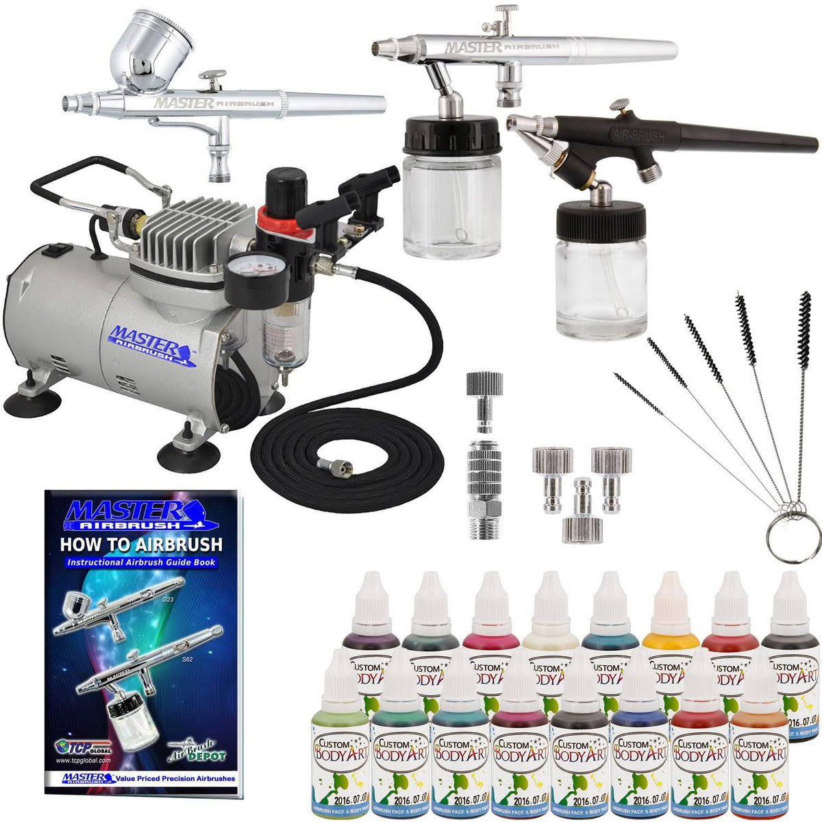 Professional Face and Body Paint Airbrushing System Kit with Compressor V184592