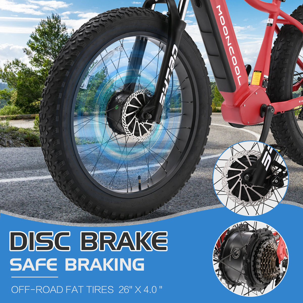 26" x 4" Fat Tire Electric Bike, 500W Dual Motor AWD Mountain Ebike, 48V 15AH Removable Battery, 7-Speed Electric Bicycle T6018