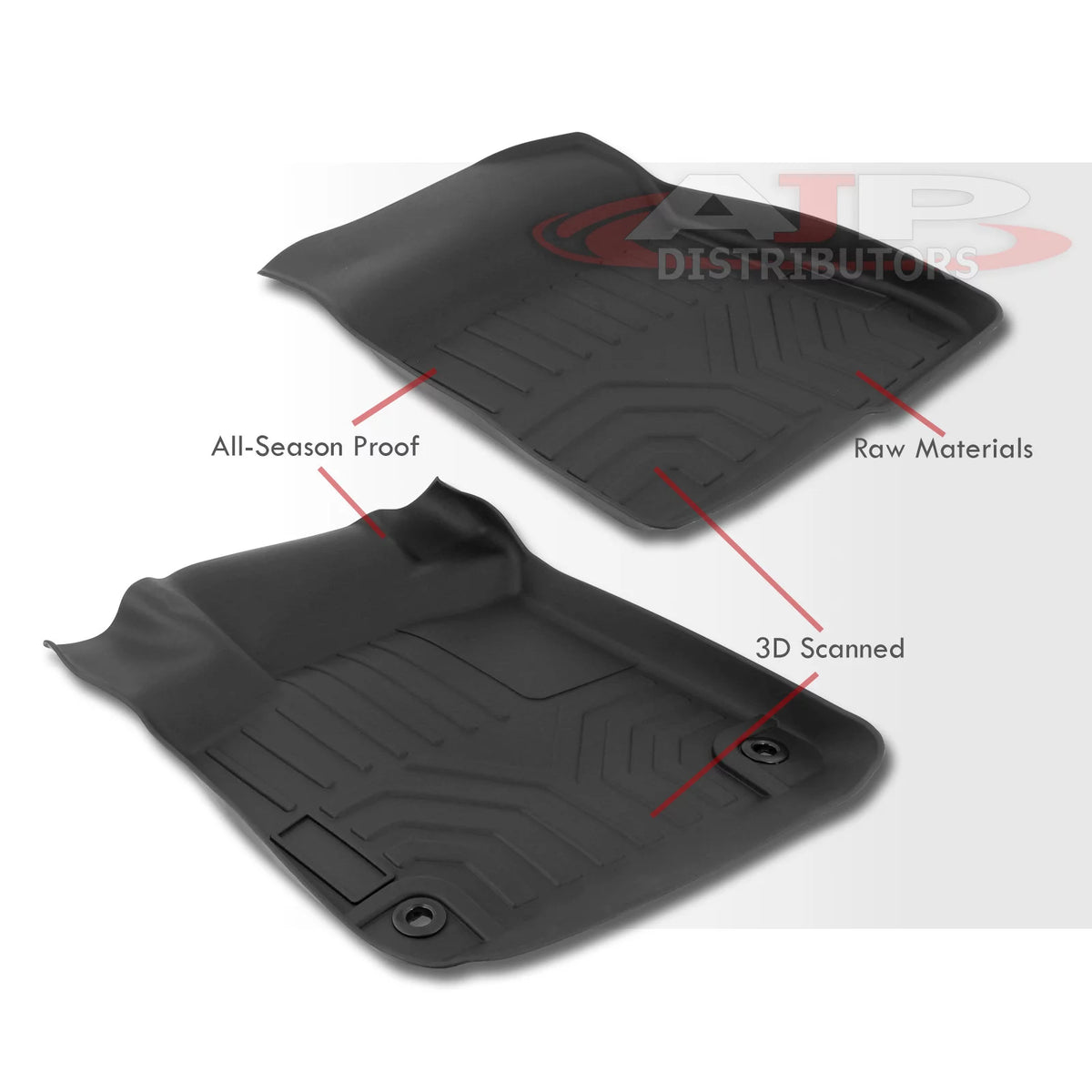 3-Piece All Weather Rubber Floor Mats Liner Black Front & Rear A145