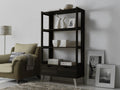 Dark Brown Wood Bookcase with Display Shelves and Two Drawers U6522