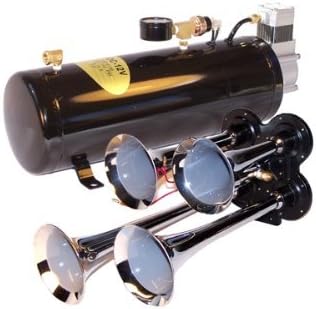 4 Trumpet Chrome Air Horn Kit with 110 PSI 12-Volt Air Compressor Tank W68400
