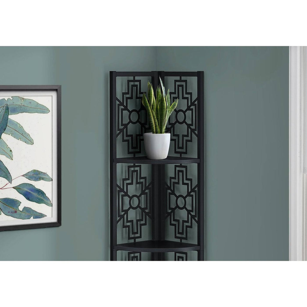 Black 62-Inch 4-Tier Corner Bookshelf V146121