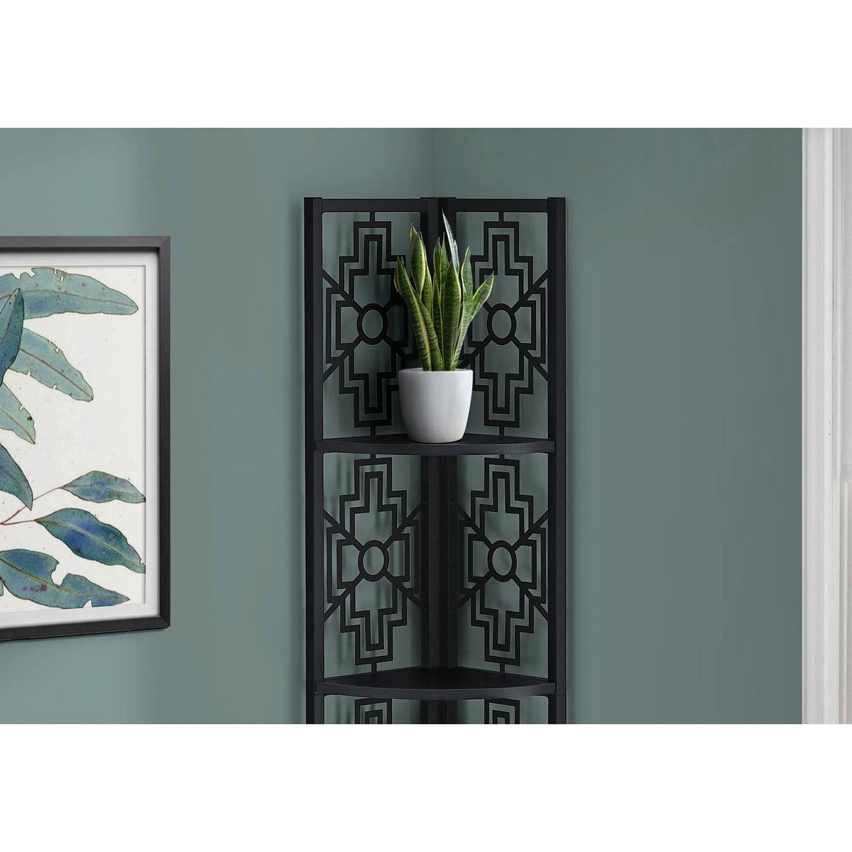 Black 62-Inch 4-Tier Corner Bookshelf V146121
