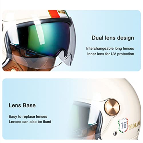 Retro Creative Motorcycle Half Helmet, 3/4 Face Breathable Motorbike Helmets with Double Visor Helmet J670