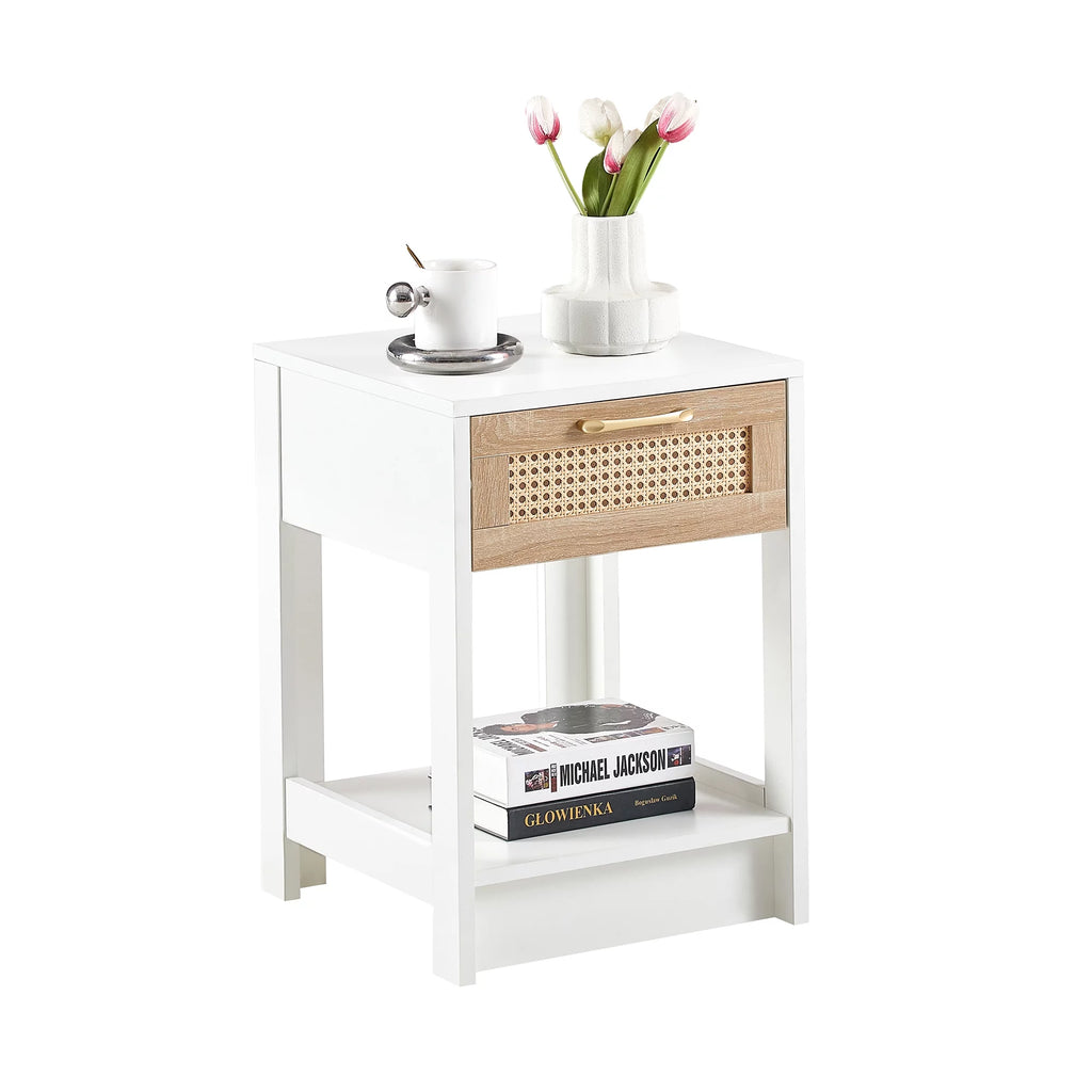 Rattan 1 Drawer Nightstand with Open Shelf O8129