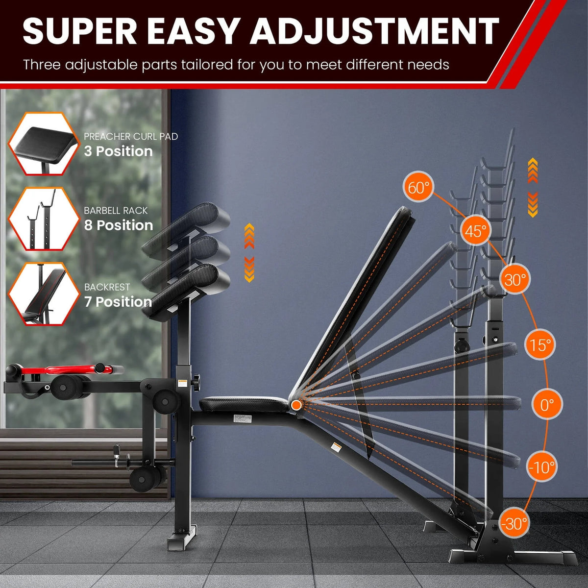 Adjustable Olympic Weight Bench Set with Barbell Rack S300357