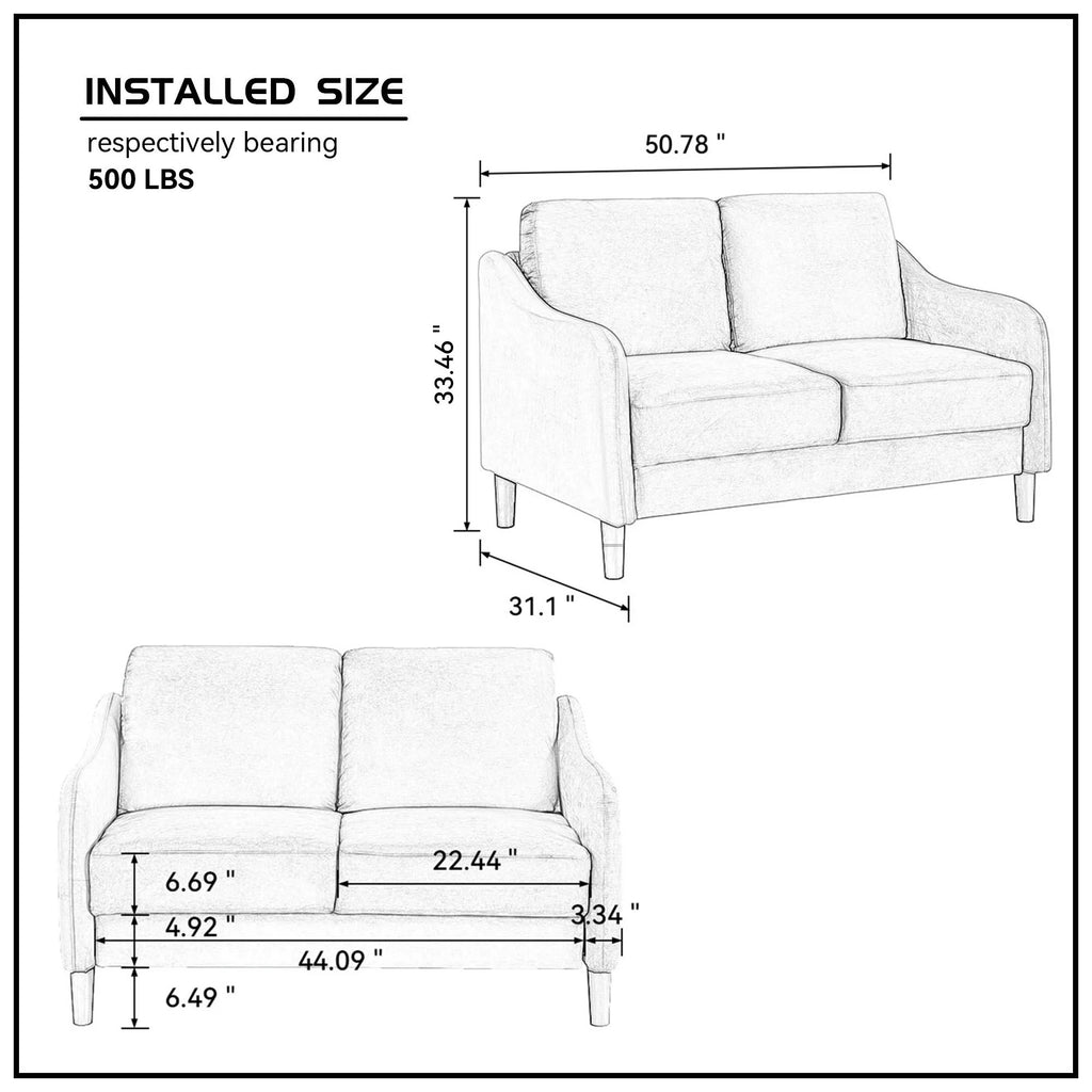 51.5" Grey Loveseat Sofa I936