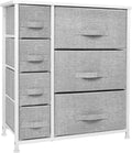 7 Drawer Gray White Fabric Dresser with Steel Frame J467