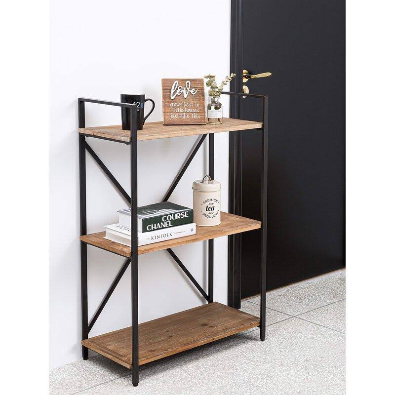 Dark Brown 3 Tier Bookcase Bookshelf Q97704