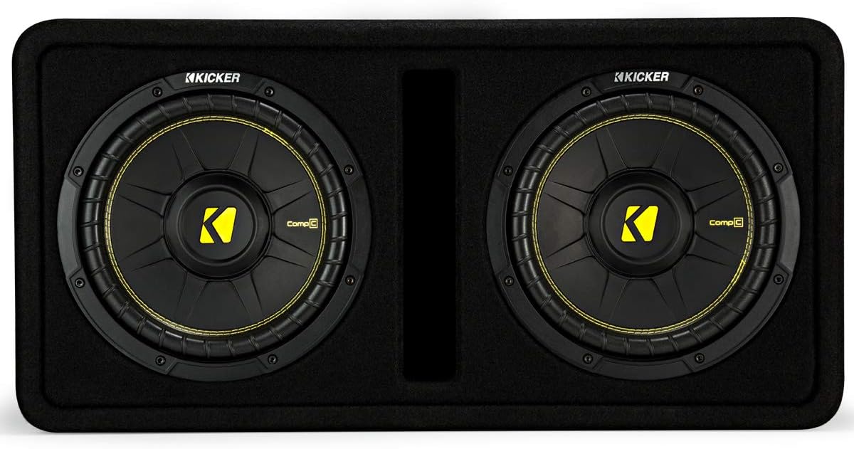 Dual 10" CompC Ported Sub Box Enclosure with 800 Watt Amplifier and Amp Install Kit V545