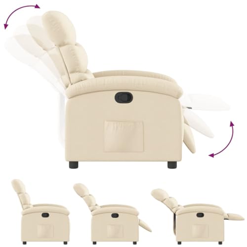 Cream Fabric Recliner Chair with Manual Adjustment L51858