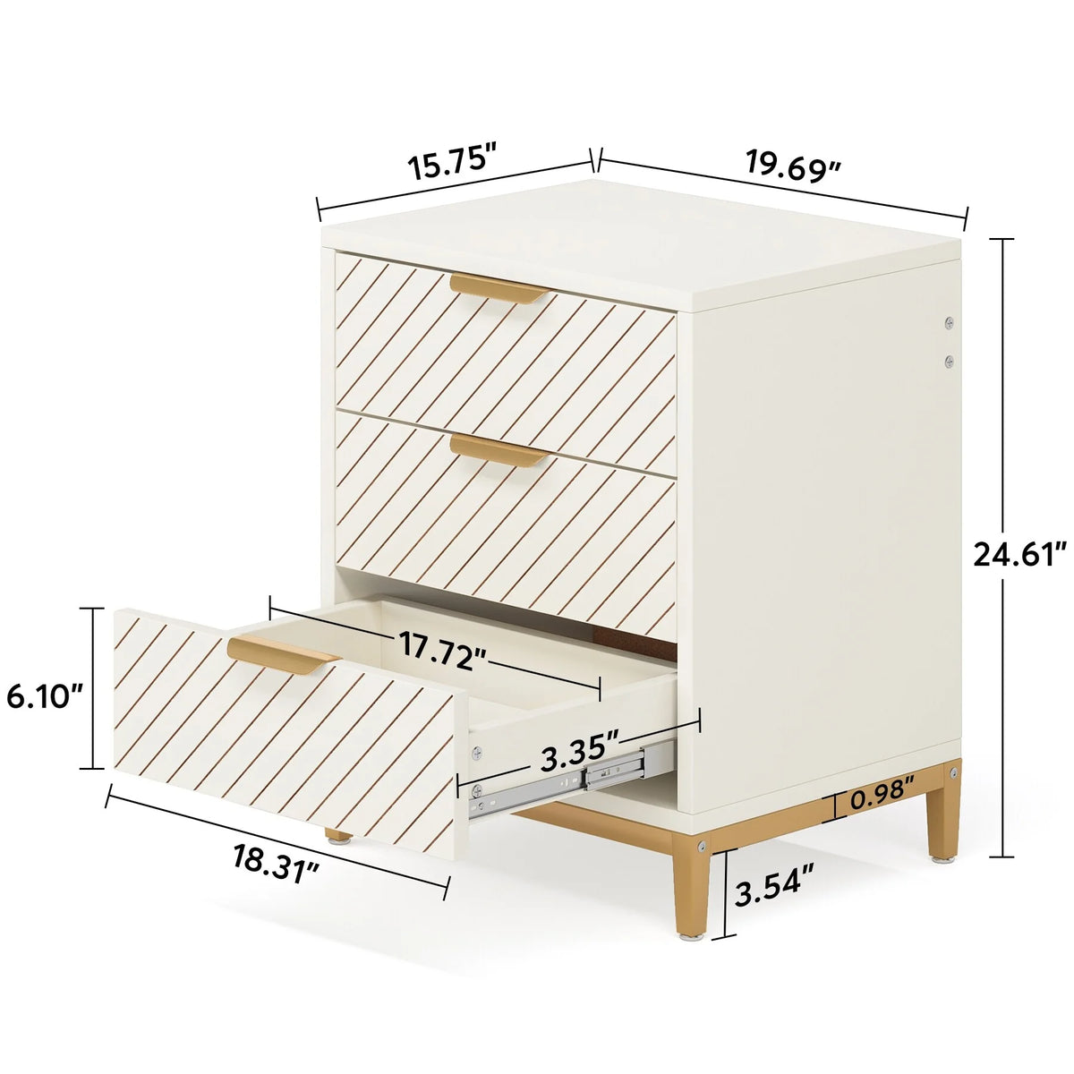 Light Wood Grain Nightstand with Drawers A624