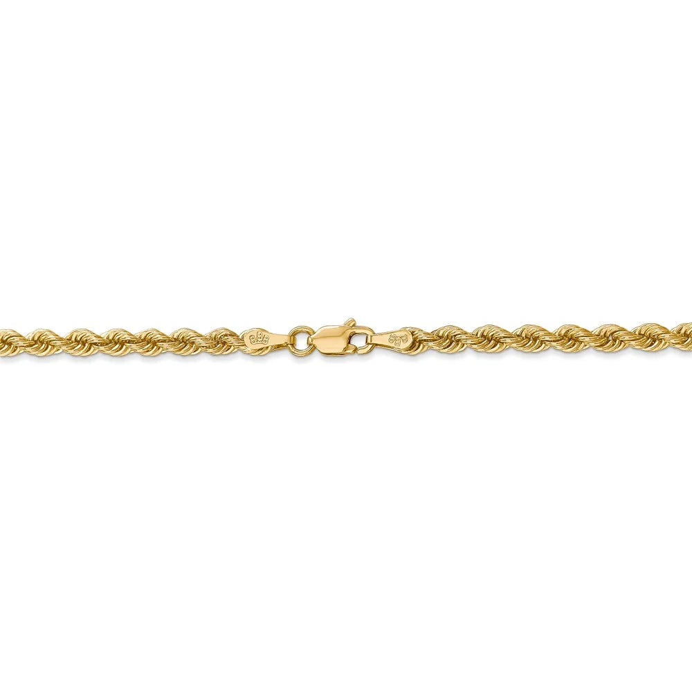 14kt Yellow Gold 3mm Rope Chain 9 inch Lobster Clasp P53909
