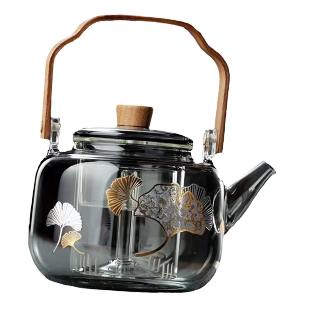 Glass Teapot Stovetop Safe 1000ml Hand Crafted Tea Kettle N806