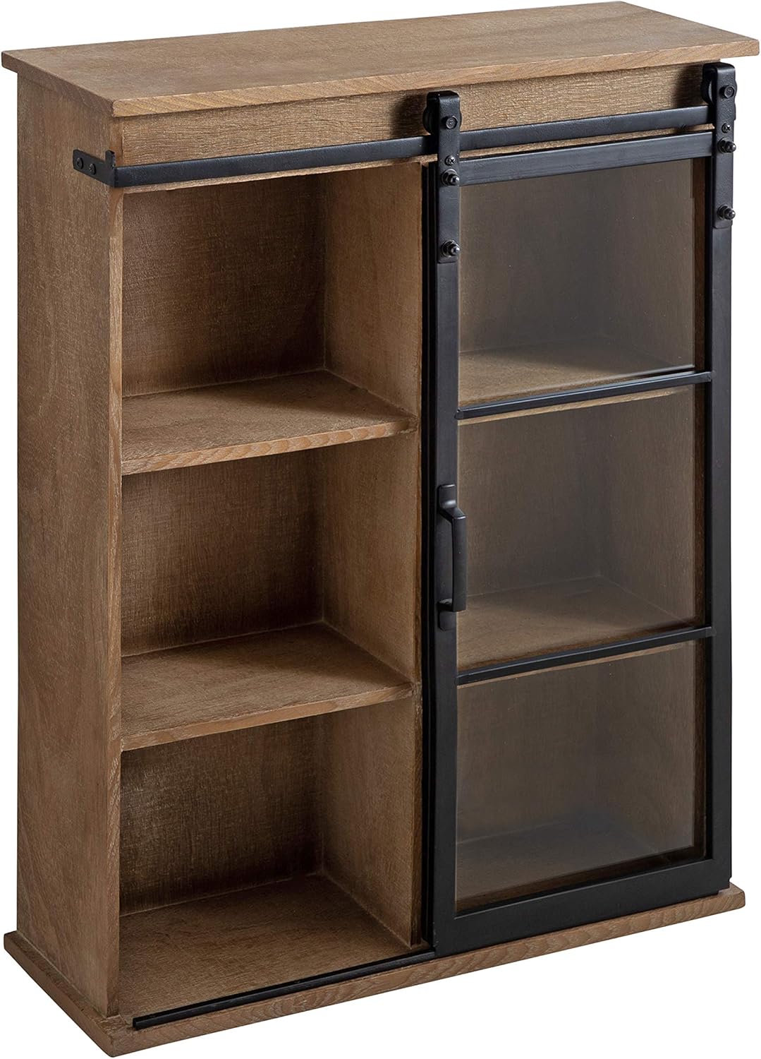 Rustic Brown Wooden Wall Cabinet with Sliding Glass Door Z733