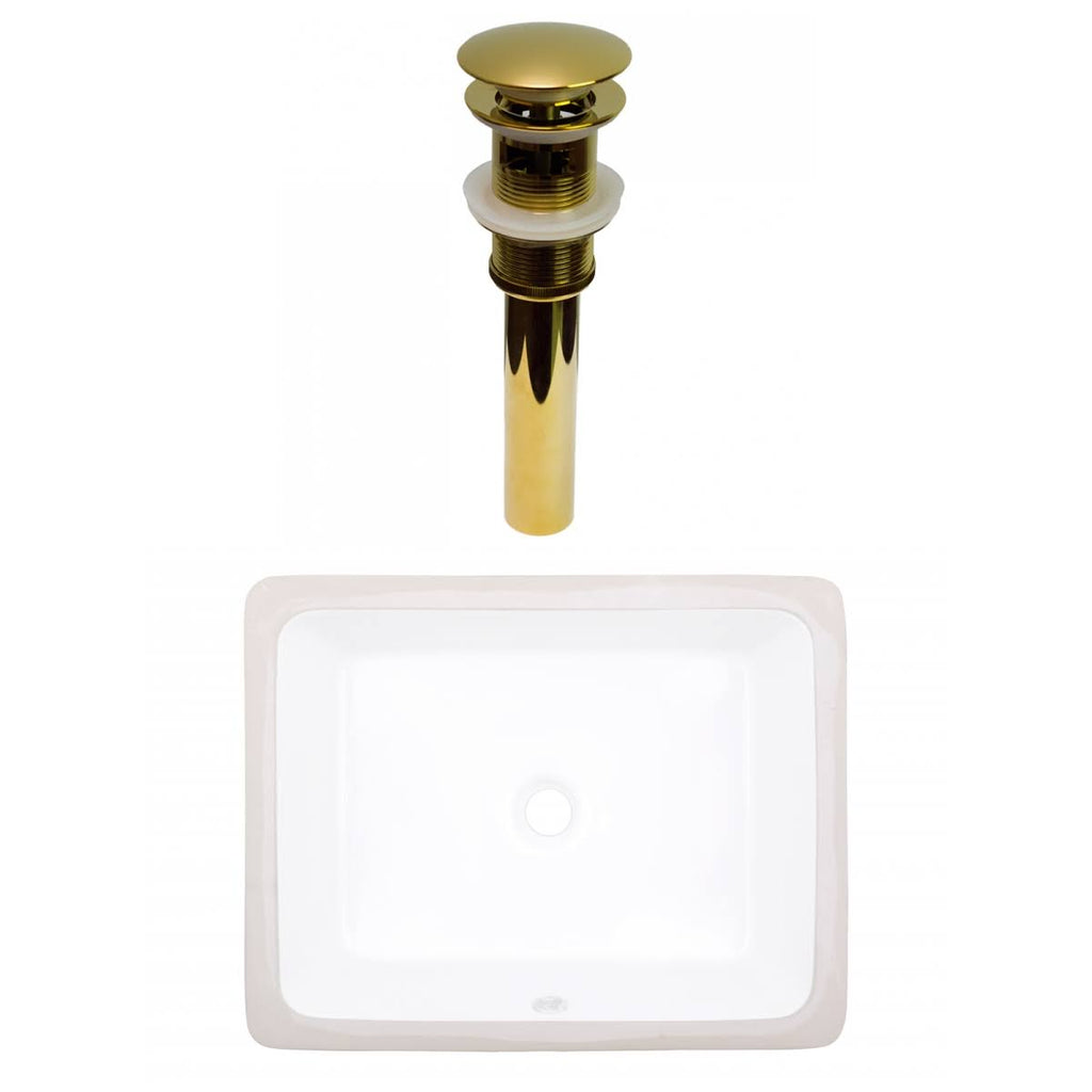 White Rectangle Undermount Sink Set A398