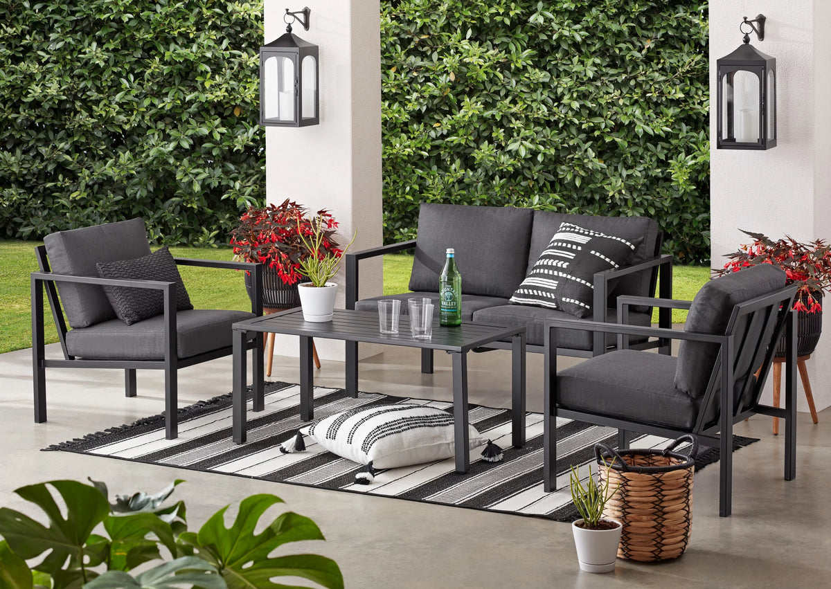 4-Piece Outdoor Patio Conversation Set, Seats 4, Gray Z34492