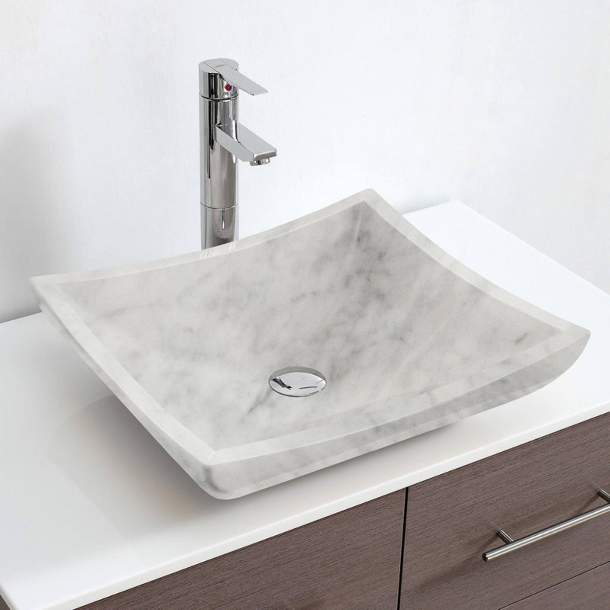 White Carrera Marble Vessel Bathroom Sink R85223