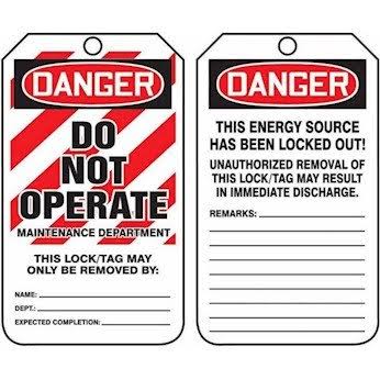 Danger Do Not Operate Maintenance Tag Q660924