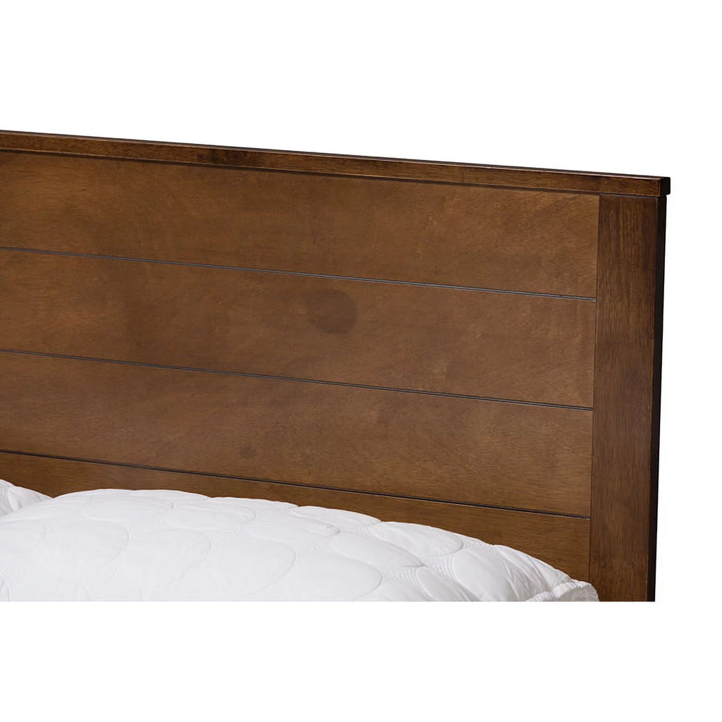 Brown-Finished Wood Twin Platform Bed M243