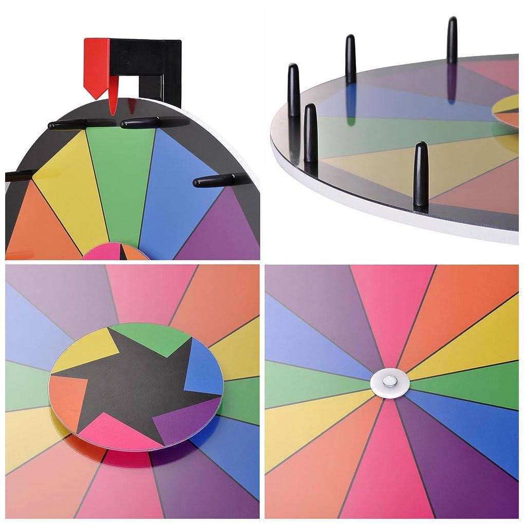 18x22 Tabletop Editable Color Prize Wheel 12 Slot Spinning Game U6680