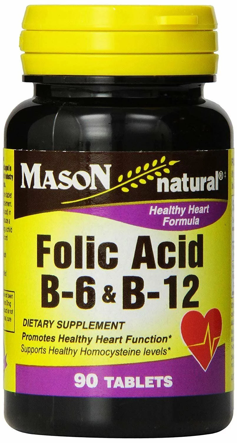 B6/B12/Folic Acid Tablets Dietary Supplement 90 Count Pack of 3 F6685