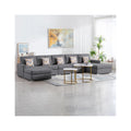 Linen Fabric 5Pc Double Chaise Sectional Sofa with Pillows G93706