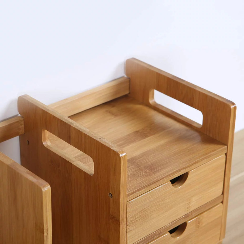 Bamboo Expandable Desktop Bookshelf with 2 Drawers M1439