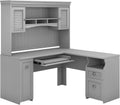 Gray L Desk and Hutch T535898