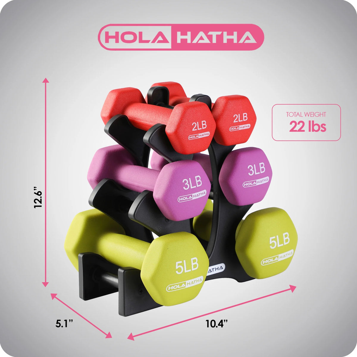 3, 5, and 8 Pound Dumbbell Hand Weight Set with Storage Rack A80518