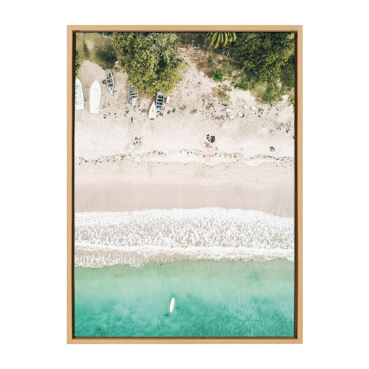 Tropical Beach from Above Framed Canvas, 23x33 Y925469