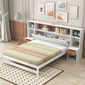 White Full Size Platform Bed with Storage Headboard and Drawers I763024