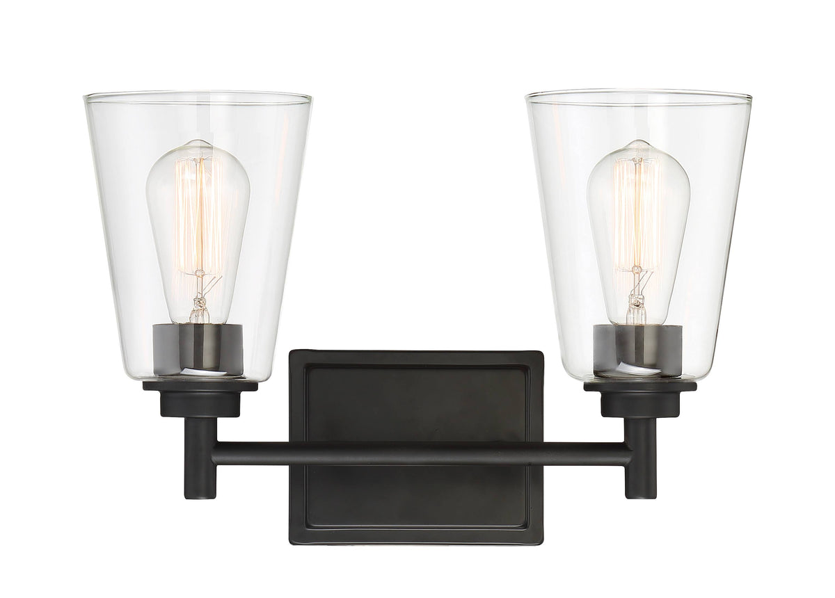 Two Light Bath Bar Matte Black B4081