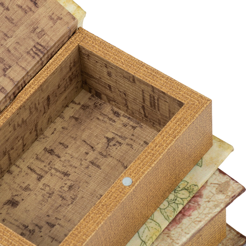 Floral Book Boxes 5.5" Green and Blue 4ct W40880
