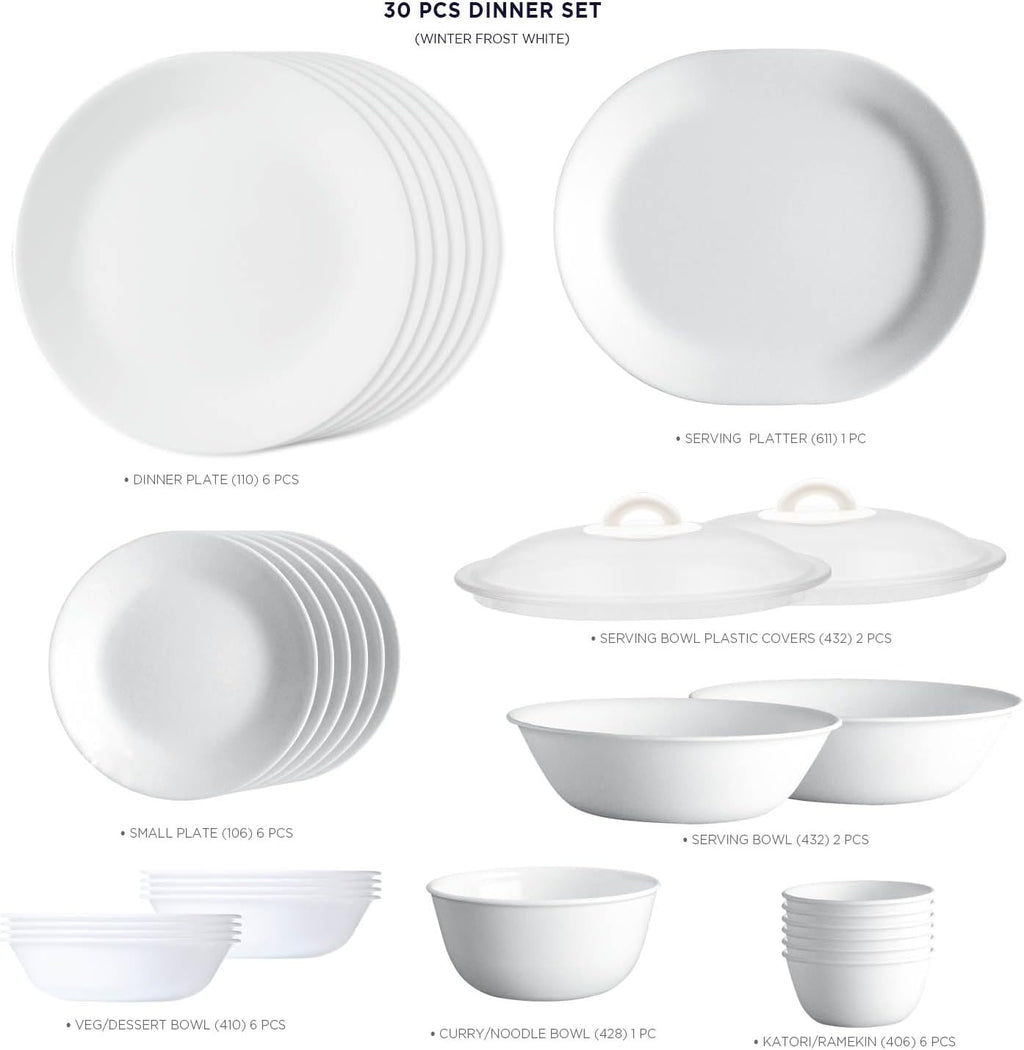 30 Pcs White Glass Dinner Set N779