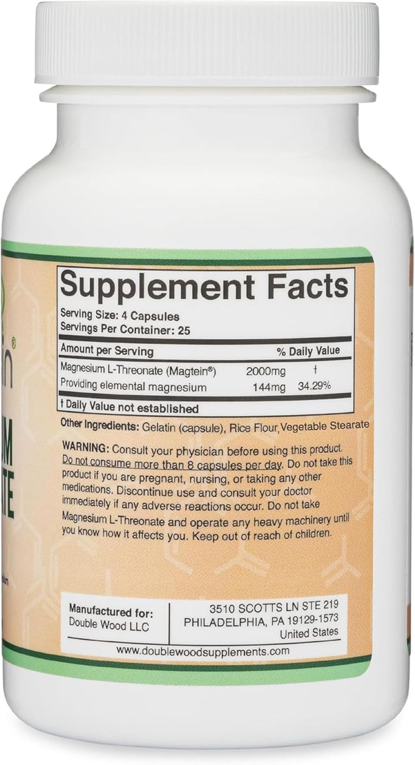 Magnesium L Threonate Capsules 2,000 mg 100 Capsules X2403