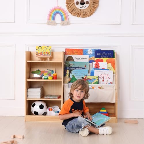 4-Tier Kids Wooden Bookshelf (Natural) T342068