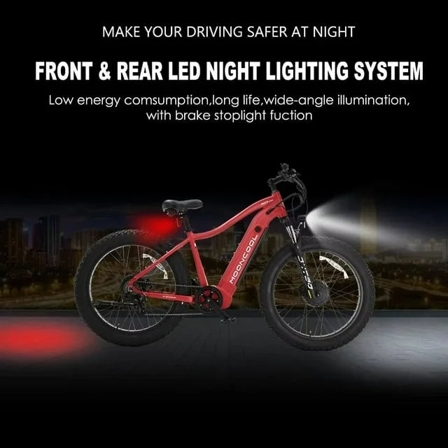 26" x 4" Fat Tire Electric Bike, 500W Dual Motor AWD Mountain Ebike, 48V 15AH Removable Battery, 7-Speed Electric Bicycle T6018