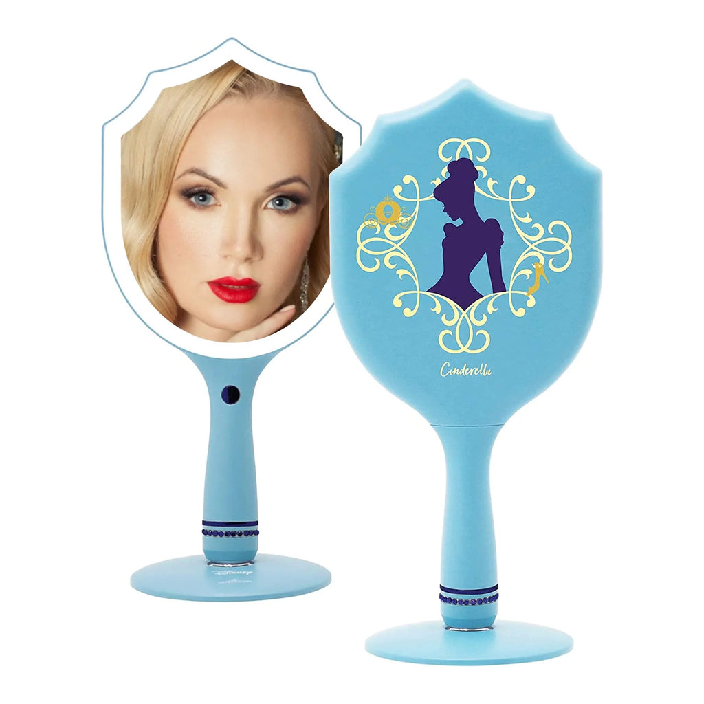 Handheld LED Lighted Makeup Mirror with Standing Base V2403