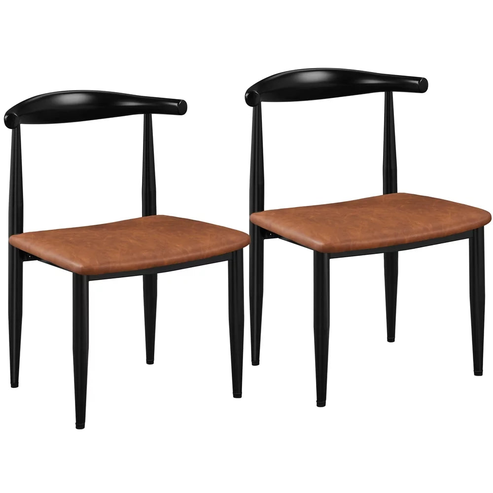 Set of 2 Brown PU Leather Dining Chairs U89589