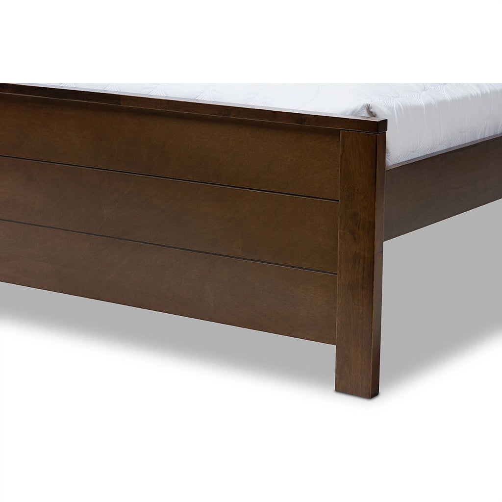 Brown-Finished Wood Twin Platform Bed M243