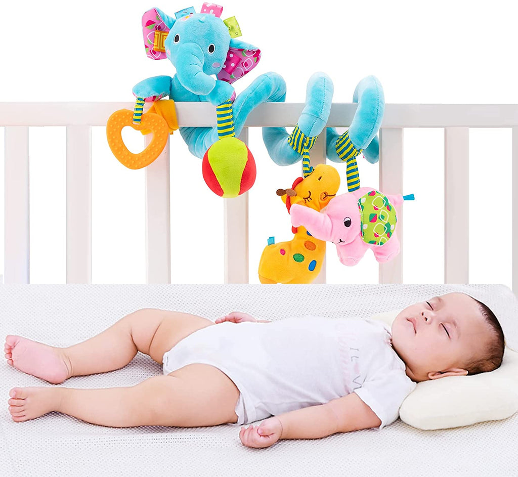 Blue Elephant Hanging Plush Rattle Crib Toy K44269