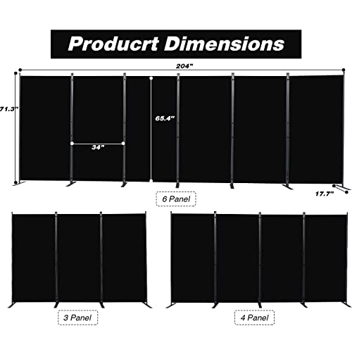 Black 4 Panel Folding Room Divider I15568