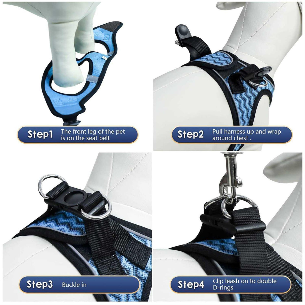 Dog Harness and Leash Set No Pull Soft Mesh Pet Harness F3995