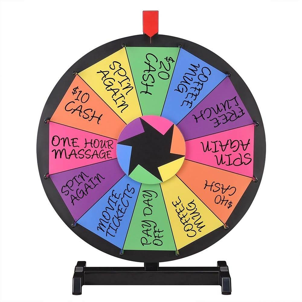18x22 Tabletop Editable Color Prize Wheel 12 Slot Spinning Game U6680